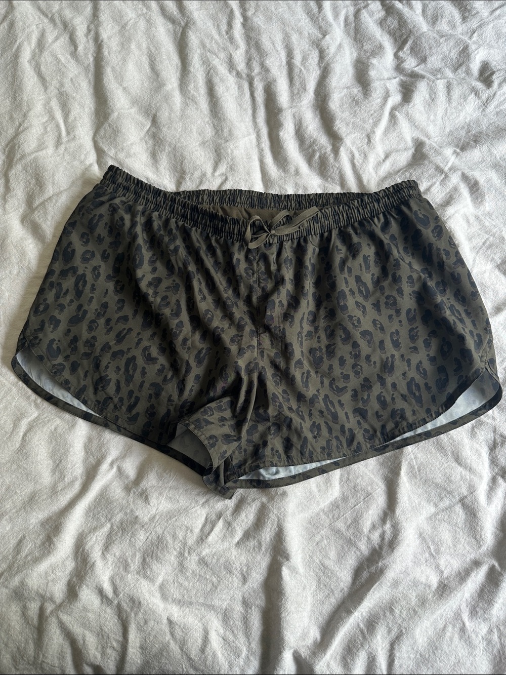 Women’s Olive Green Leopard Shorts